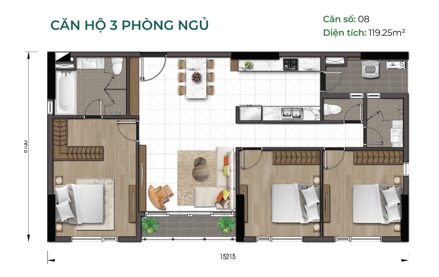 căn hộ 3 phòng ngủ essenia sky